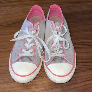 CONVERSE ALL STAR gray/pink double tongue sneakers, size 5 (mens), 7 (women). 😍
